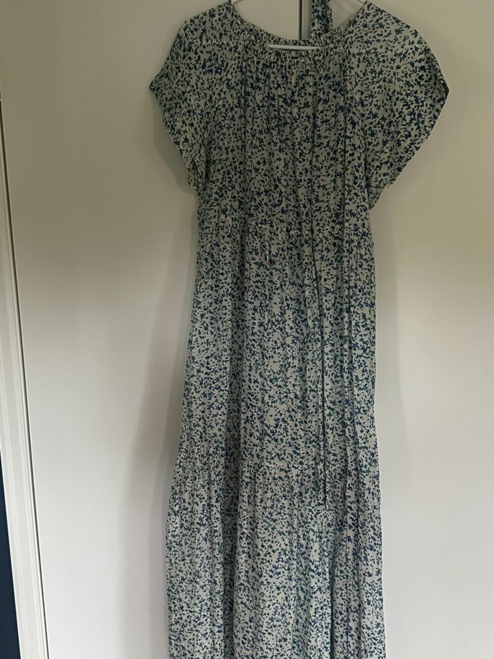 Goop Maxi Dress, Blue and Green Flowers, L